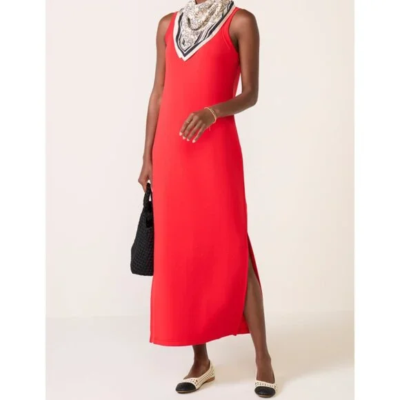 Spanx AirEssentials Sleeveless Maxi Red Long Side Slits Ultra-Soft Sundress 2X - Picture 7 of 14